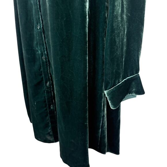 Eileen Fisher Velvet Long Sleeve Button Up Silk Blend Shirt Style Dress sz M - Picture 8 of 16